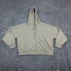 American Eagle Hoodie Mens Large Green Full Zip Fleece Sweatshirt Plain Solid